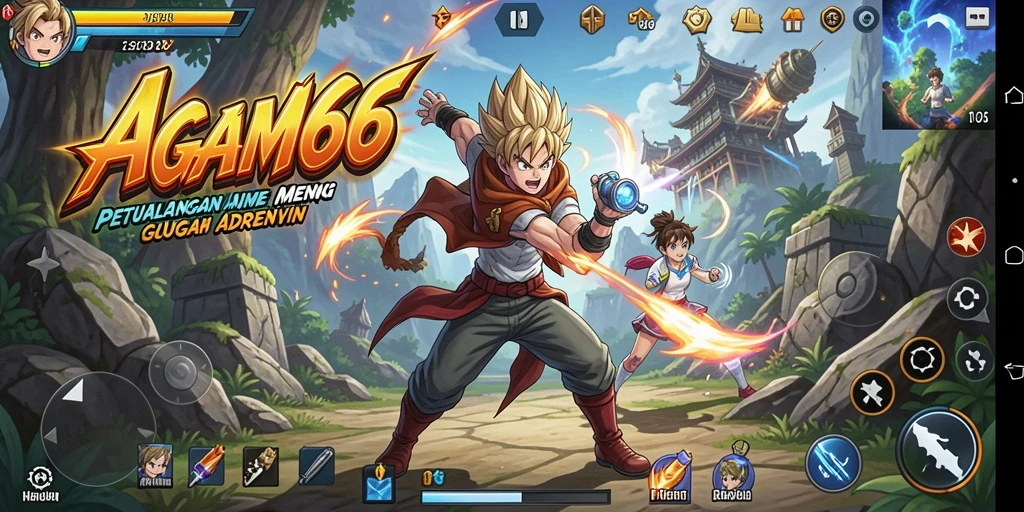 Screenshot gameplay AGAM66 yang menunjukkan karakter dalam pertempuran Anime.