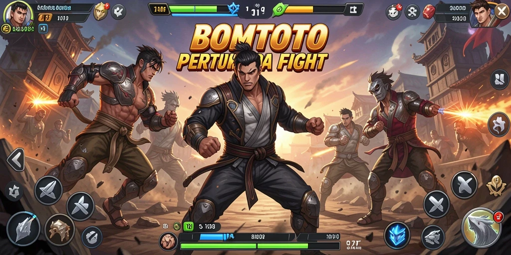 Screenshot gameplay BOMTOTO menampilkan aksi pertarungan yang seru.