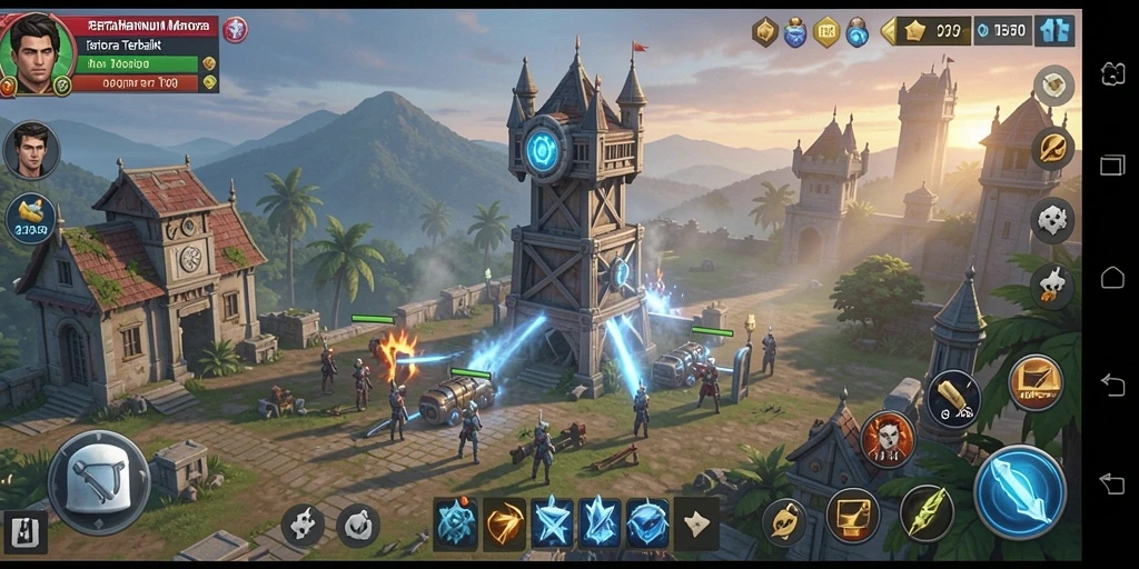 Tampilan gameplay seru di BROJP dengan beragam menara.