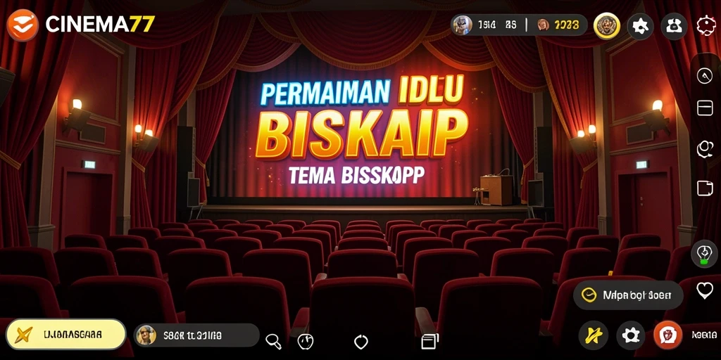 Tampilan gameplay <strong>CINEMA77</strong> dengan simulasi manajemen bioskop yang menarik.
