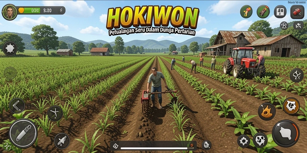 Tampilan gameplay HOKIWON yang menakjubkan dalam mengelola ladang.