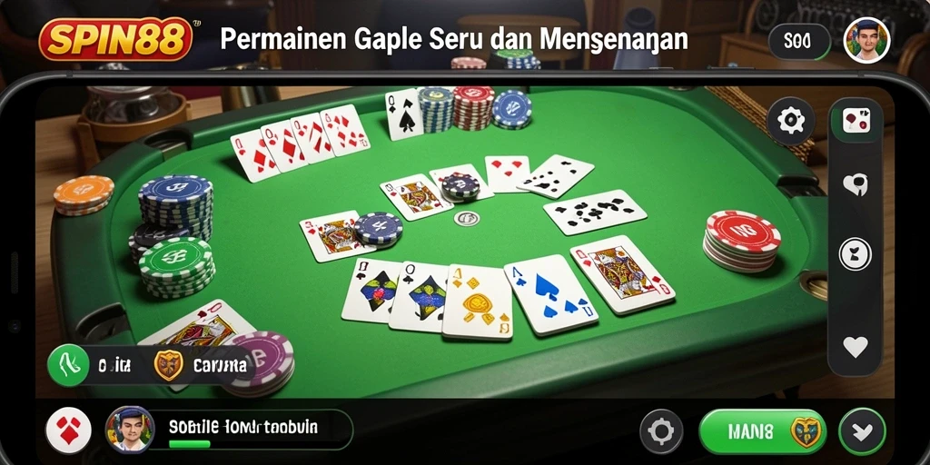 Tampilan menarik dari gameplay Gaple di SPIN88.